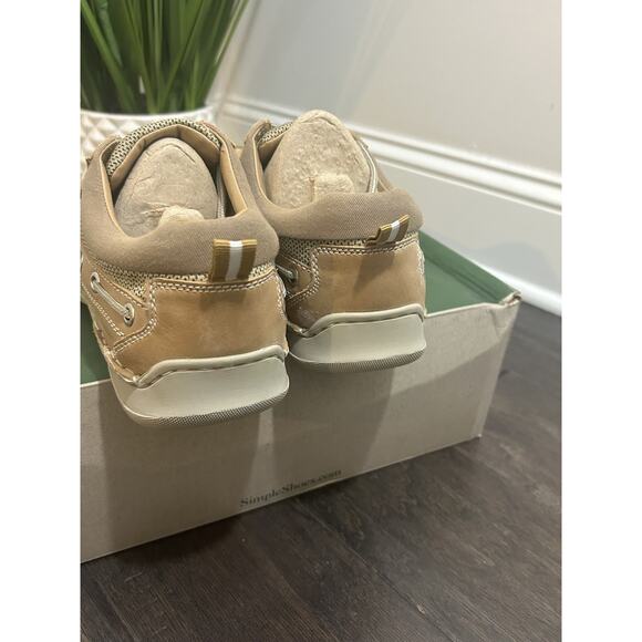 SIMPLE Men's FATHOM Tan Leather/Canvas Boat Shoes 10 M NIB - Picture 3 of 16